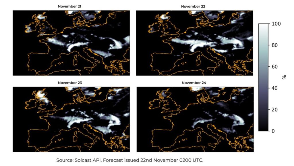 First major winter snowfall brings weekend solar generation dip