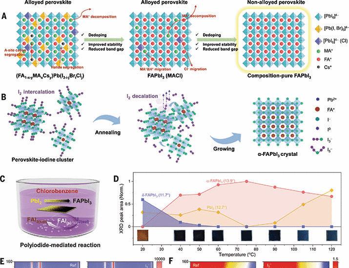 Nonalloyed α-phase formamidinium lead triiodide solar cells through iodine intercalation | Science