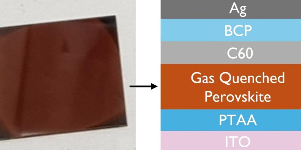 Gas quenching with helium, argon for more stable perovskite solar cells