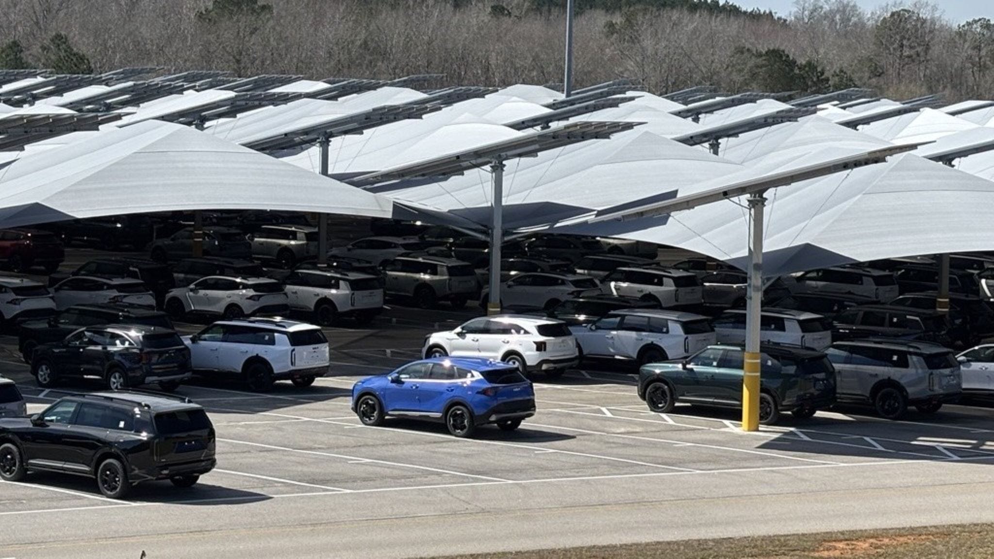 Kia Built a Massive Solar Canopy to Shield 15,000 Vehicles From Hail