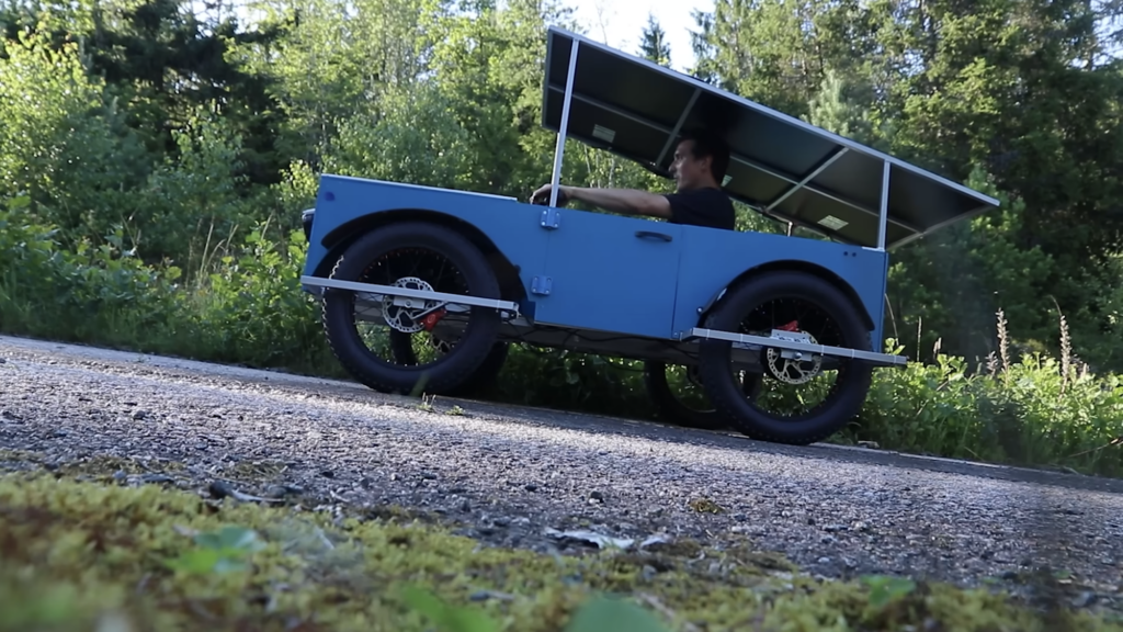 Man builds solar-powered car from e-bikes that can hit 30 mph