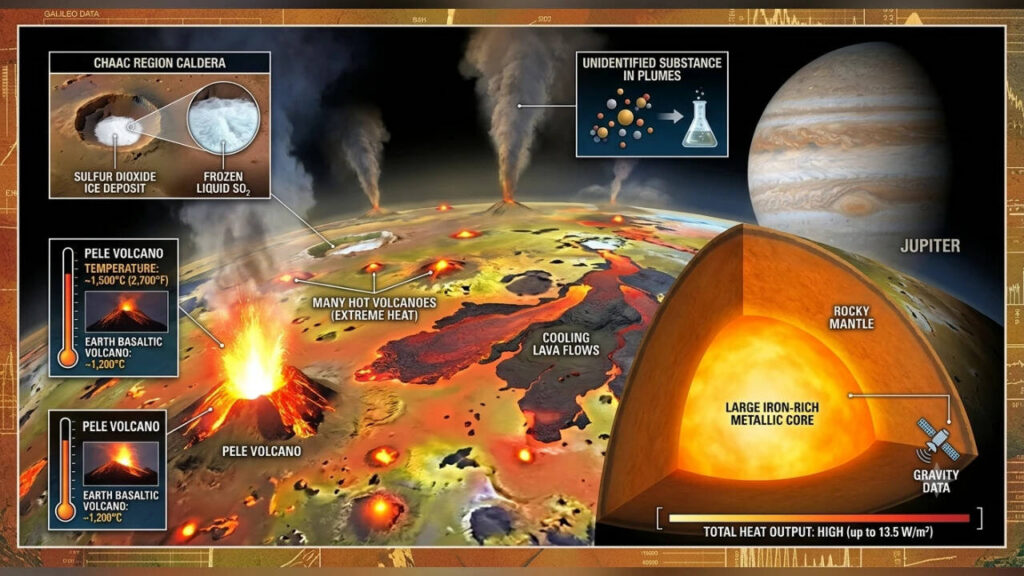 In 2000, NASA’s Galileo spacecraft mapped Jupiter’s moon Io’s volcanoes at temperatures above 1,000°C. 26 years later, the data still reveal one of the solar system’s strangest volcanic worlds